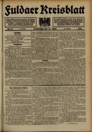 Ausgabe vom Donnerstag, den 16. April 1914.