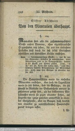 Eilfter Abschnitt. Von den Mineralien überhaupt
