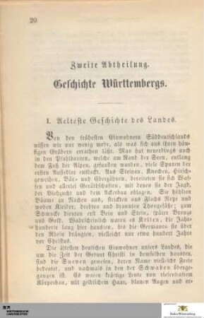 Zweite Abtheilung. Geschichte Württembergs