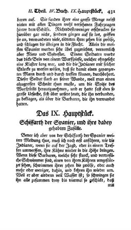 Das IX. Hauptstück - Schiffarth der Spanier, und ihre dabey gehabeten Zufälle.