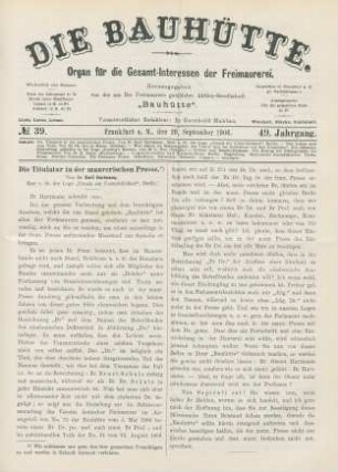 No. 39. Frankfurt a. M., den 29. September 1906. 49. Jahrgang.