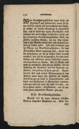 Erste Krankheitsgeschichte