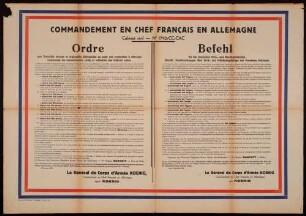 "Befehl. An die deutschen Orts- und Bezirksbehörden. Betrifft: Nachforschungen über Zivil- und Militärangehörige der Vereinten Nationen" (J.180-(G))