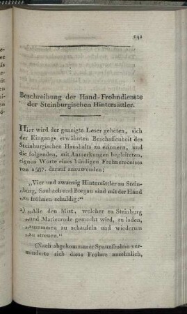Beschreibung der Hand-Frohndienste der Steinburgischen Hintersättler