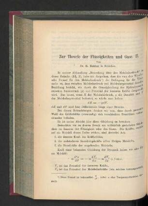 Zur Theorie der Flüssigkeiten und Gase. II.