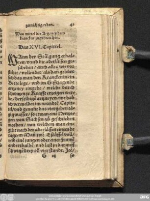 Was mittel der Artzeney dem krancken zu gebrauchen. Das XVI. Capittel.