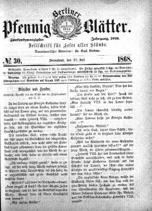 No. 30, Sonnabend, den 25. Juli