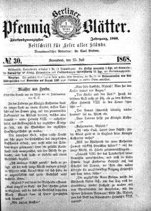 No. 30, Sonnabend, den 25. Juli