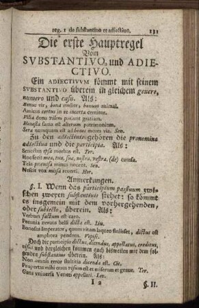 Die erste Hauptregel. Vom Substantivo, und Adiectivo. - Die sechste Hauptregel. Vom Ablativo.