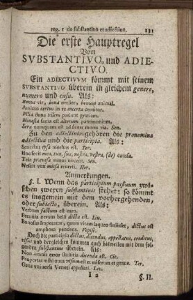 Die erste Hauptregel. Vom Substantivo, und Adiectivo. - Die sechste Hauptregel. Vom Ablativo.