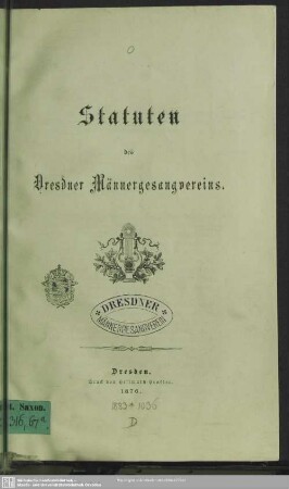Statuten des Dresdener Männergesangvereins
