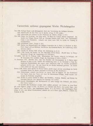 Verzeichnis verloren gegangener Werke Michelangelos