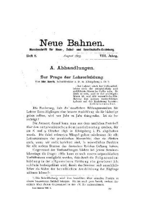 Zur Frage der Lehrerbildung