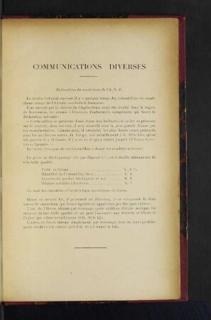 Communications Diverses.