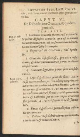 Caput VI. De Dispositione Oratoria, & quidem generali.