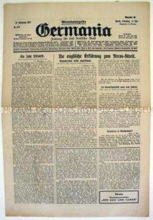 Konservative Tageszeitung "Germania" u.a. zur Lage in Polen unter Pilsudski