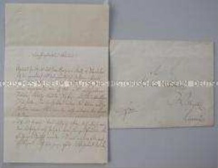Brief von Ernst Moritz Degen an Anna Lindenberg; 15.11.1857