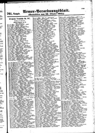 761. Ausgabe. Samstag, 30. Oktober 1915