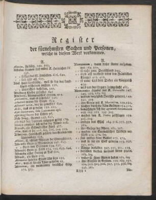 Register der fürnehmsten Sachen und Personen, welche in diesem Werk vorkommen