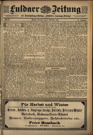 Dritte Ausgabe vom Mittwoch, den 30. November 1898.