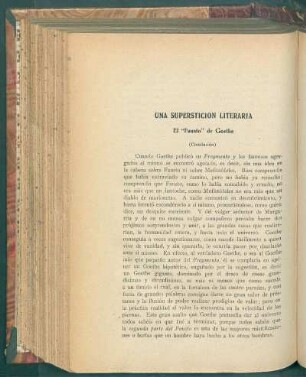 Una superstición literaria : El "Fausto" de Goethe