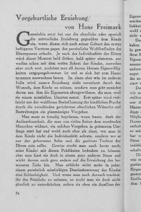 Vorgeburtliche Erziehung/ von Hans Freimark