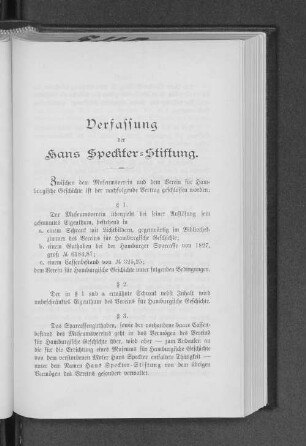 Verfassung der Hans Speckter=Stiftung.