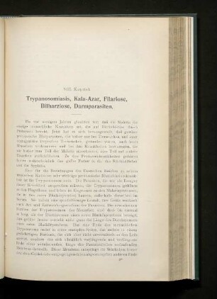 VIII. Kapitel. Trypanosomiasis, Kala-Azar, Filariose, Bilharziose, Darmparasiten