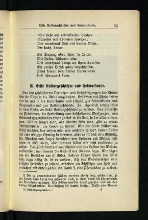 III. Erste Kulturgeschichte und Heimatkunde