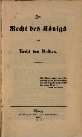 Im Recht des Königs das Recht des Volkes