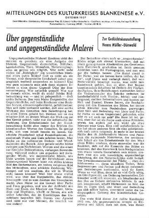 Über gegenständliche und ungegenständliche Malerei : Zur Gedächtnisausstellung Hanns Müller-Dünwald