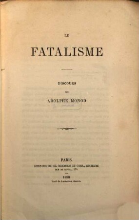 Le fatalisme : Discours