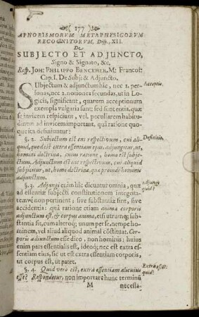 Disp. XII. De Subjecto Et Adjuncto, Signo & Signato, & c.