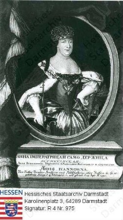 Anna Zarin v. Russland (1693-1740) / Porträt, stehend, Halbfigur in Medaillon, mit Sockelinschrift