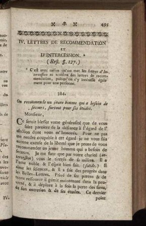 IV. Lettres De Recommendation Et D'Intercession.