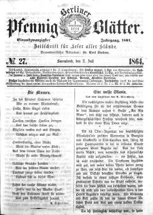 No. 27, Sonnabend, den 2. Juli 1866