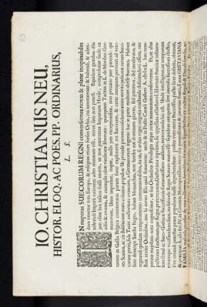 Io. Christianus Neu, Histor. Eloq. Ac Poes. PP. Ordinarius L. S.