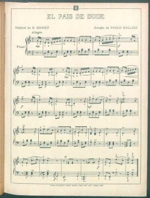 El país de Dixie - [Partitura] : Arreglo de Pablo Gallico