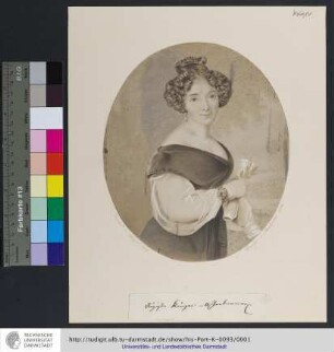 Auguste Krüger-Aschenbrenner / Gemalt v. Heigel 1829 ; Photogr. v. Markwort 1854