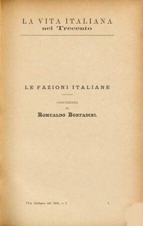 La Vita italiana nel trecento, I