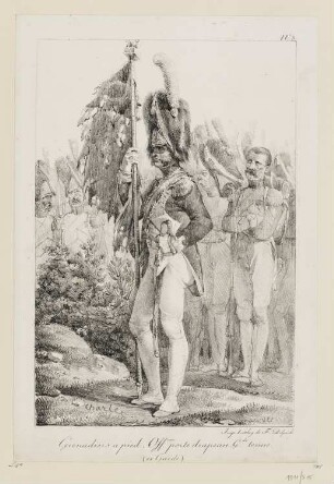 Grenadiers a pied, officier porte drapeau, grande tenue, Blatt 3 der Folge "Kostüme der Kaisergarde"