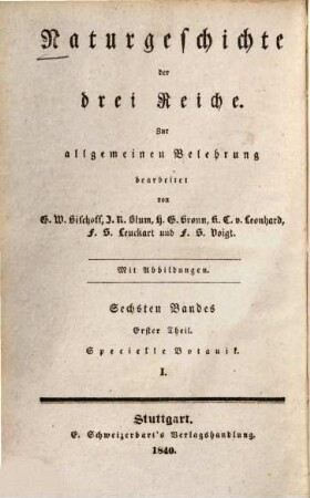 Lehrbuch der Botanik, 3,1. Specielle Botanik I