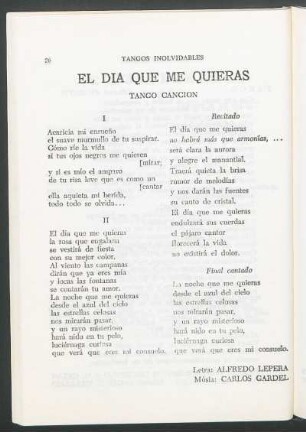 El día que me quierás : Tango canción