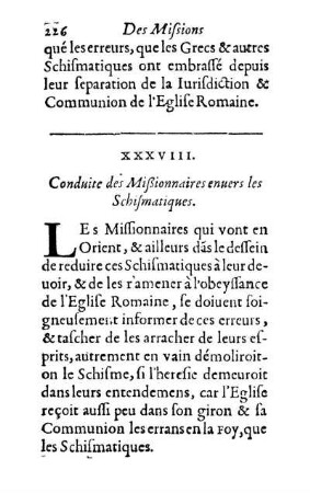 XXXVIII. Conduite des Mißionnaires enuers les Schismatiques