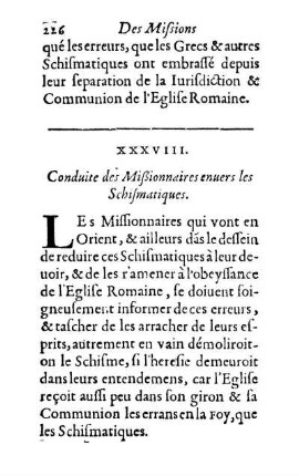 XXXVIII. Conduite des Mißionnaires enuers les Schismatiques