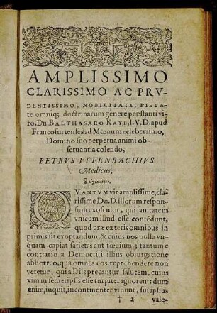 Amplissimo Clarissimo Ac Prudentissimo [...] Dn. Balthasaro Kayb [...]