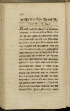 Aristokratische Republik. (Jahr 575. bis 584.)