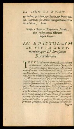 In Epistolam Ad Titum Argumentum ...