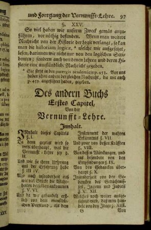 Des andern Buchs Erstes Capitel, Von der Vernunfft-Lehre.