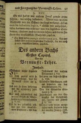 Des andern Buchs Erstes Capitel, Von der Vernunfft-Lehre.